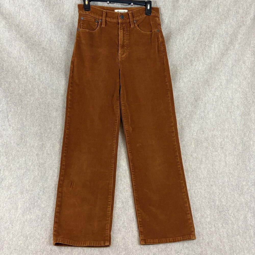 Madewell Perfect Vintage Wide Leg Jeans 26 Fits 28 Rust Corduroy High Rise Read